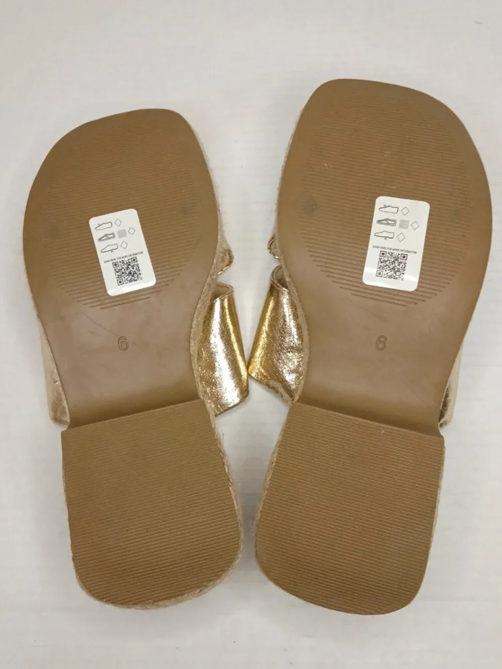 ASOS DESIGN Toy Gold Metallic Cross Strap Espadrille Platform Slides Size US 8
